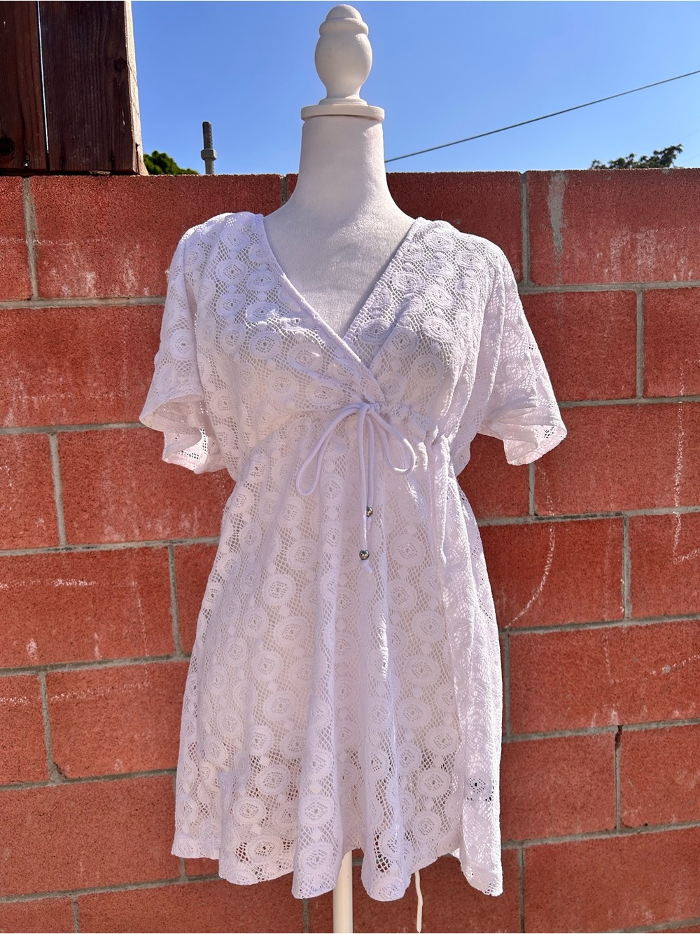 Apt. 9 White Crochet Tie-Waist Swim Coverup Dress